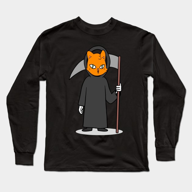 Cat Grim Reaper Halloween Shirt Long Sleeve T-Shirt by Patricke116